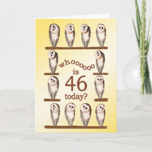 46 cumpleaños, tarjeta Curious owls.