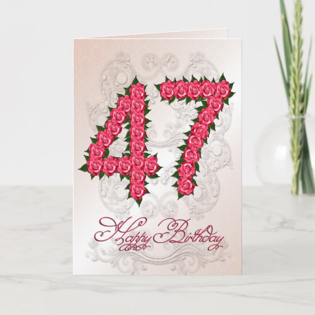 47.a tarjeta de cumpleaños con los rosas y las (Anverso)