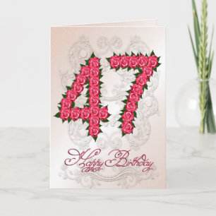 47.a tarjeta de cumpleaños con los rosas y las