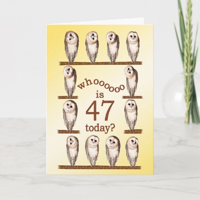 47 cumpleaños, tarjeta Curious owls. (Anverso)