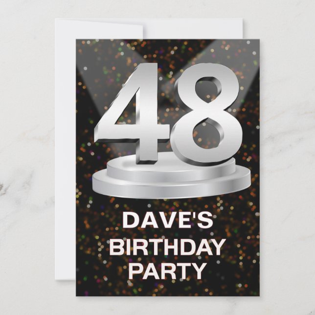 48.ª invitación a fiesta de cumpleaños Añadir un n (Anverso)