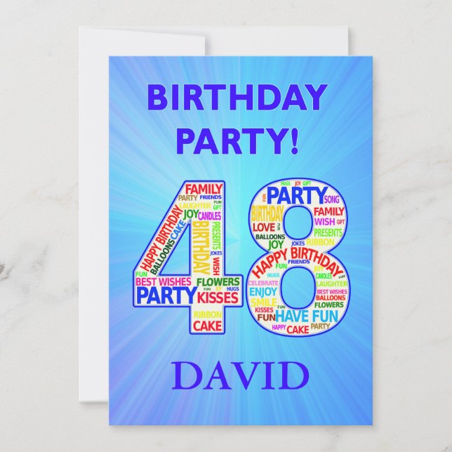 48.ª invitación a fiesta de cumpleaños Añadir un n (Anverso)