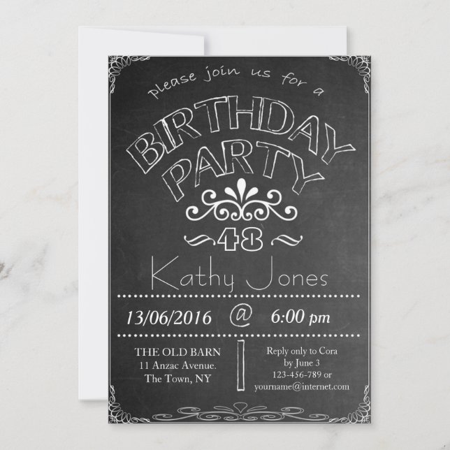 48.ª Invitación a la celebración del cumpleaños de (Anverso)