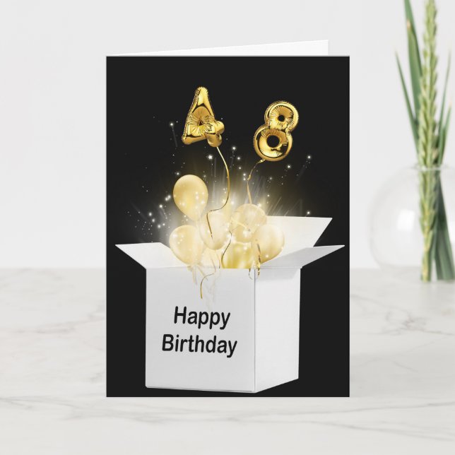 48.º Balón De Cumpleaños En Tarjeta De Caja Blanca (Anverso)