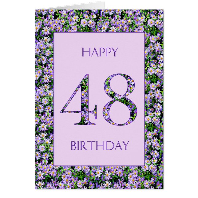 48.º cumpleaños, margaritas moradas (Frente)