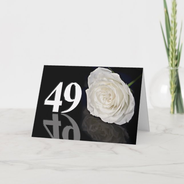 49.ª tarjeta de cumpleaños con una rosa blanca clá (Anverso)