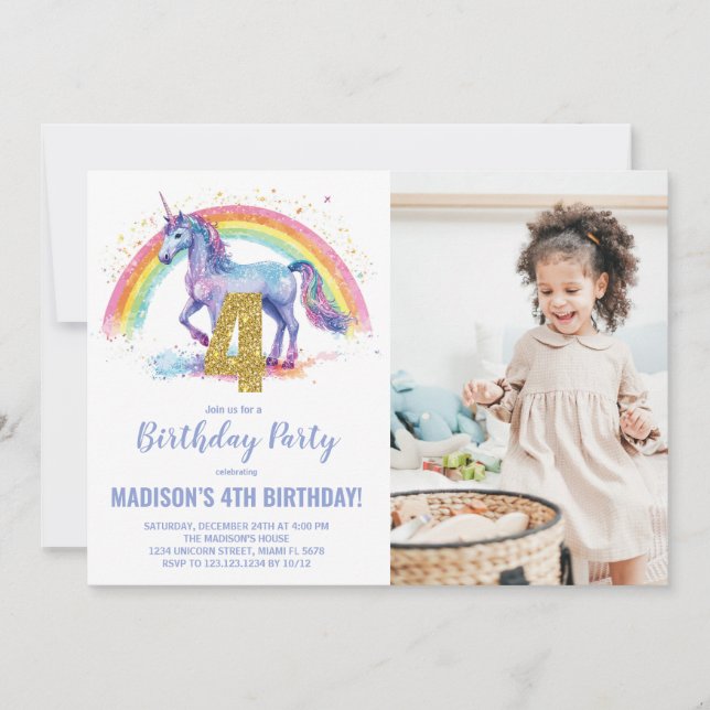 4.ª foto de invitaciones de cumpleaños de Rainbow  (Anverso)