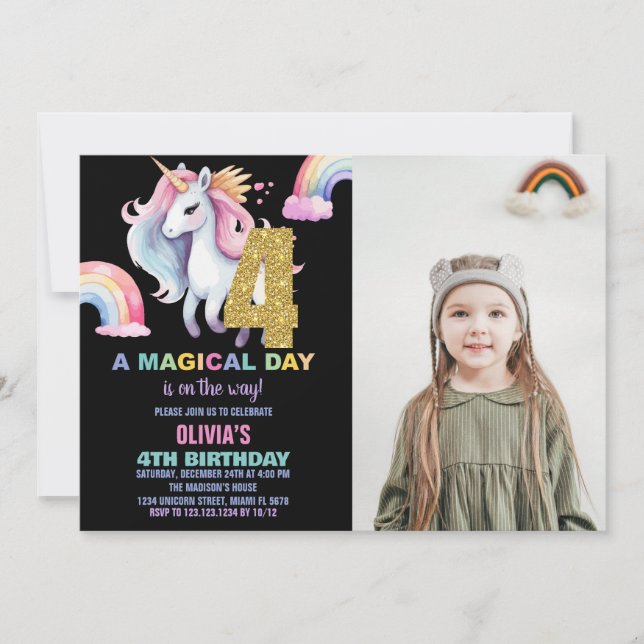 4.ª foto de invitaciones de cumpleaños de Rainbow  (Anverso)