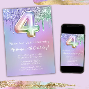 4.ª invitación a fiesta de cumpleaños Purpurina ro