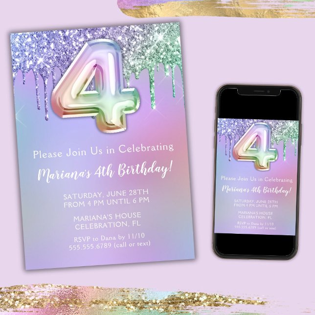 4.ª invitación a fiesta de cumpleaños Purpurina ro (Subido por el creador)