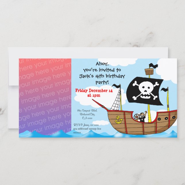 4.ª invitación a la fiesta de niños de cumpleaños (Anverso)