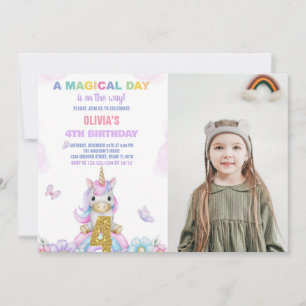 4.ª invitación a los cumpleaños de Unicornio flora