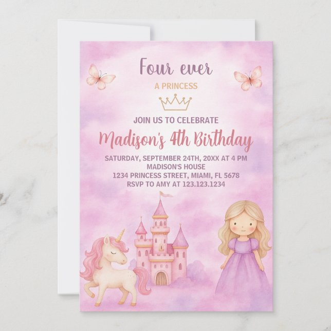 4.ª invitación al cumpleaños de la princesa (Anverso)