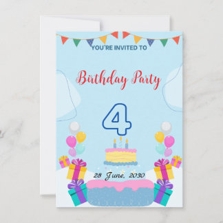4.ª invitación de cumpleaños - Adorable tarjeta de