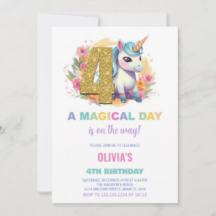 4.ª invitación de cumpleaños de Unicornio