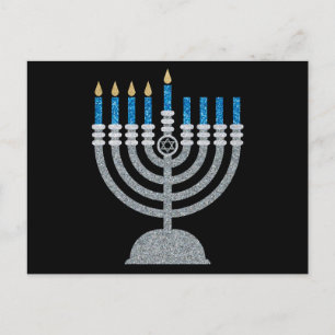 4.ª postal de la noche de Hanukkah Purpurina