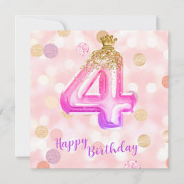 4.ª Tarjeta de Chica Pink Purple Gold Birthday