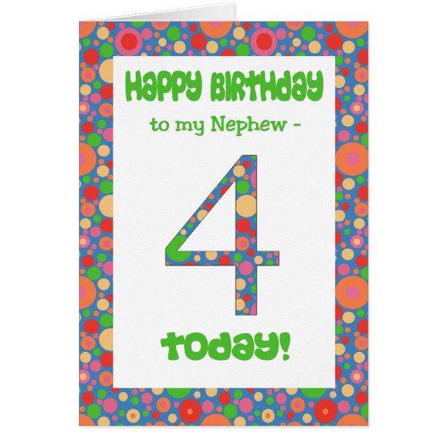 4.ª tarjeta de cumpleaños para sobrino, brillante  (Frente)