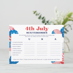 4.ª Tarjeta de juego Scattergories de julio