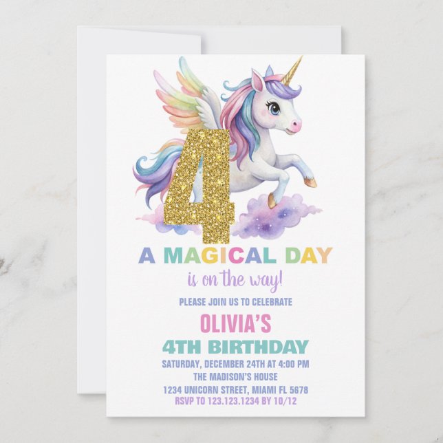 4.ª volada de invitaciones a cumpleaños de Rainbow (Anverso)