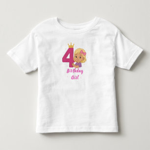 4.º Chica de cumpleaños Toddler Fine Jersey T-Shir