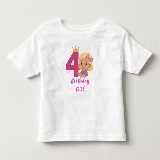 4.º Chica de cumpleaños Toddler Fine Jersey T-Shir (Anverso)