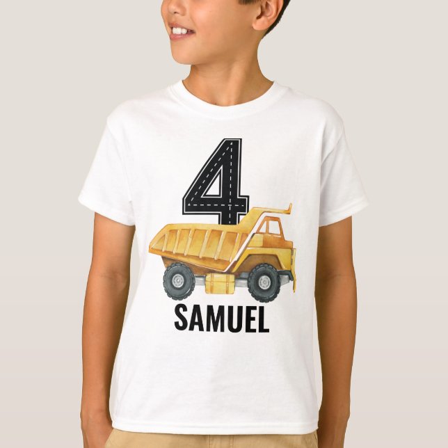 4.º cumpleaños Camión de construcción camiseta vol (Anverso)