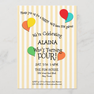 4.º Fiesta de cumpleaños agrega invitación a globo