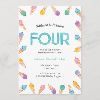 4.º Fiesta de cumpleaños | Invitación a la helada 