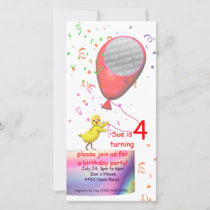 4.º Fiesta de cumpleaños Pollo invita a globo rojo