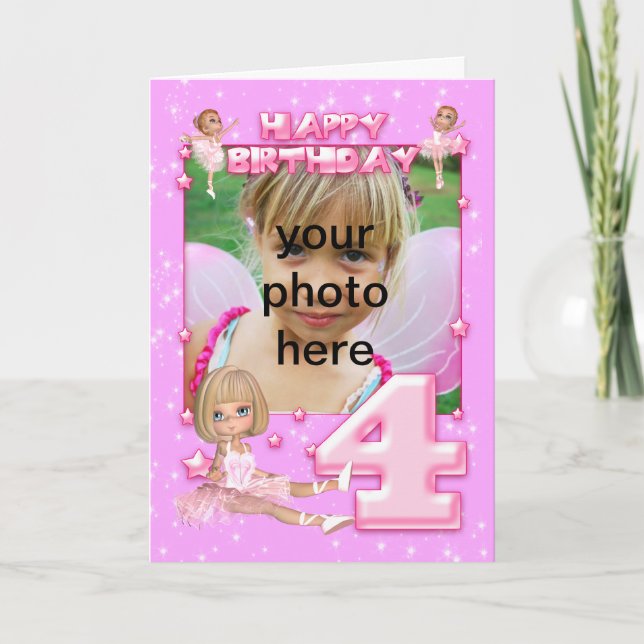 4.º personalizable de cumpleaños, tarjeta de cumpl (Anverso)
