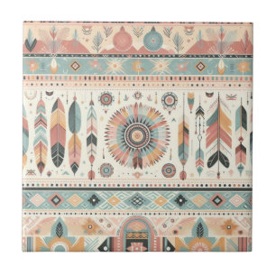 4,25 x 4,25 baldosas tribales de cerámica rosa