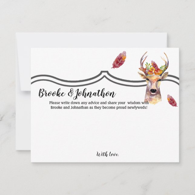 4.25x5.5 Tarjeta de consejo Boho ciervo Cabeza de  (Anverso)
