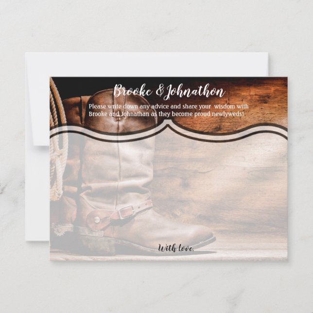 4.25x5.5 Tarjeta de consejo Cowboy Boots Barn Wood (Anverso)