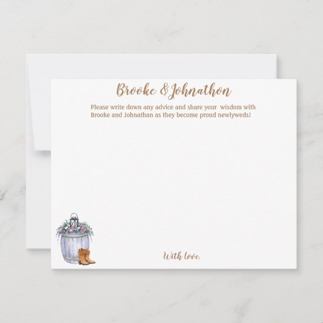 4.25x5.5 Tarjeta de consejo Rústico de casamiento  (Anverso)