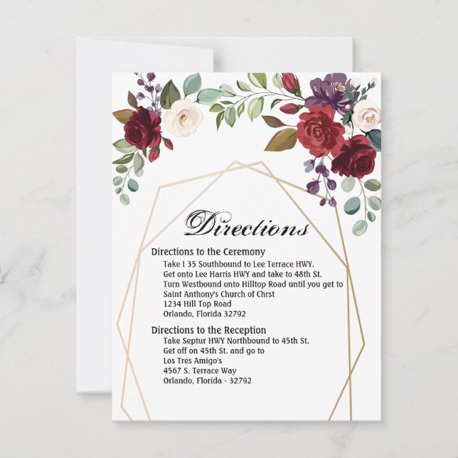 4.25x5.5 Tarjeta de dirección Rosas blancas Geomét (Anverso)