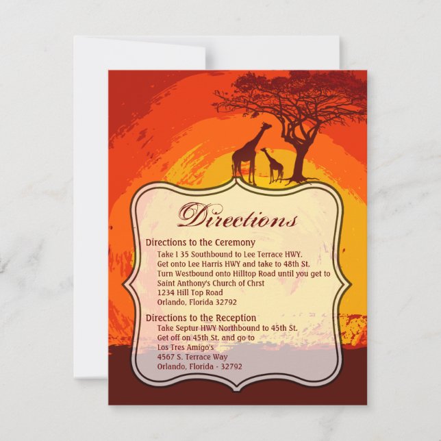 4.25x5.5 Tarjeta de dirección Safari africano Gira (Anverso)