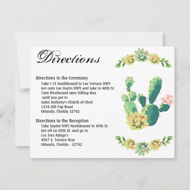 4.25x5.5 Tarjeta de dirección Suculentos de Cactus (Anverso)