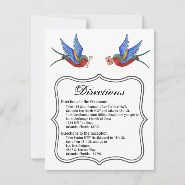 4.25x5.5 Tarjeta de dirección Tatuaje tradicional  (Anverso)