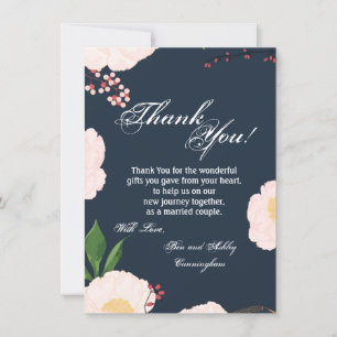 4.5x6.25 Gracias tarjeta Cosmos rosados bebé en bl