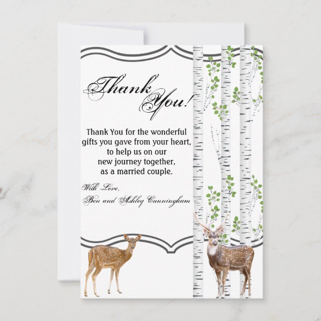 4.5x6.25 Gracias Tarjeta Deer Doe Woodland Buck (Anverso)