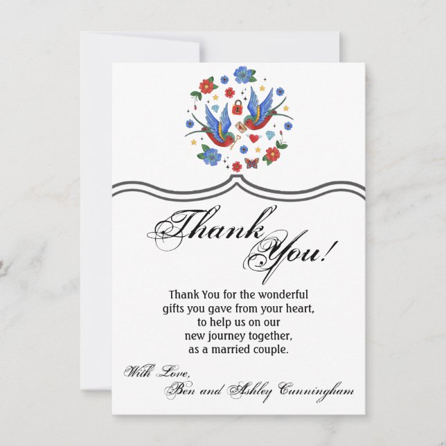 4.5x6.25 Gracias Tarjeta Tatuaje Tradicional De Av (Anverso)