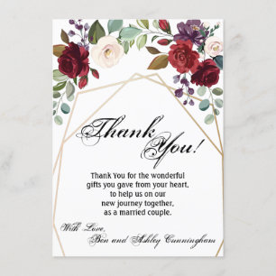 4.5x6.25 Gracias Tarjeta White Roses Gold Geométri