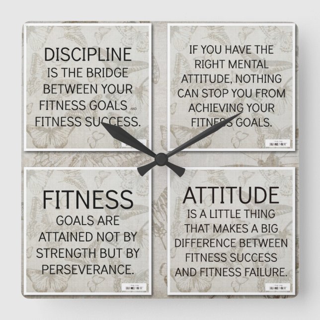 4 Citas para motivación de fitness: reloj de pared (Anverso)