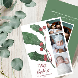 4 Collage de Fotos Aquarela Acebo Navidad Elegante