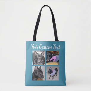 4 Collage de fotos Bolsa de tela azul de perro