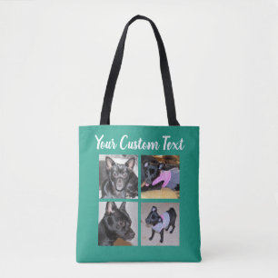 4 Collage de fotos Bolsa de Tote verde perro