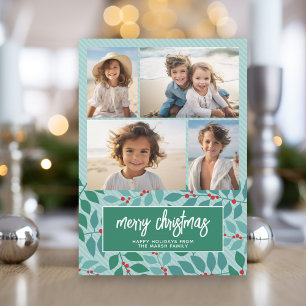 4 Collage de fotos - Feliz Navidad Pastel Botánico