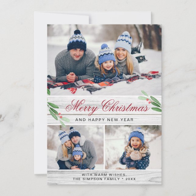 4 Collage de fotos Feliz Saludo de Navidad (Anverso)