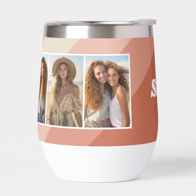 4 Collage de fotos - Rayas retro - nombre chunky (Izquierdo)